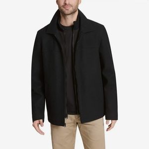 🌸 Calvin Klein Wool Blend Black Men’s Lined Fulll Zip Jacket Coat XL